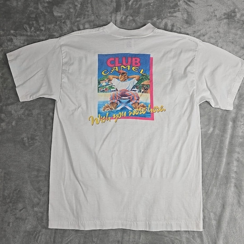 VTG 1992 Club Camel Member‎ Wish You Were Here Tshirt White Joe Camel